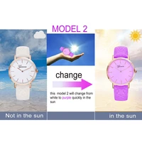 2022 new unique design sunlight discoloration leather strap watch for women ladies fashion casual sport watches relogio feminino