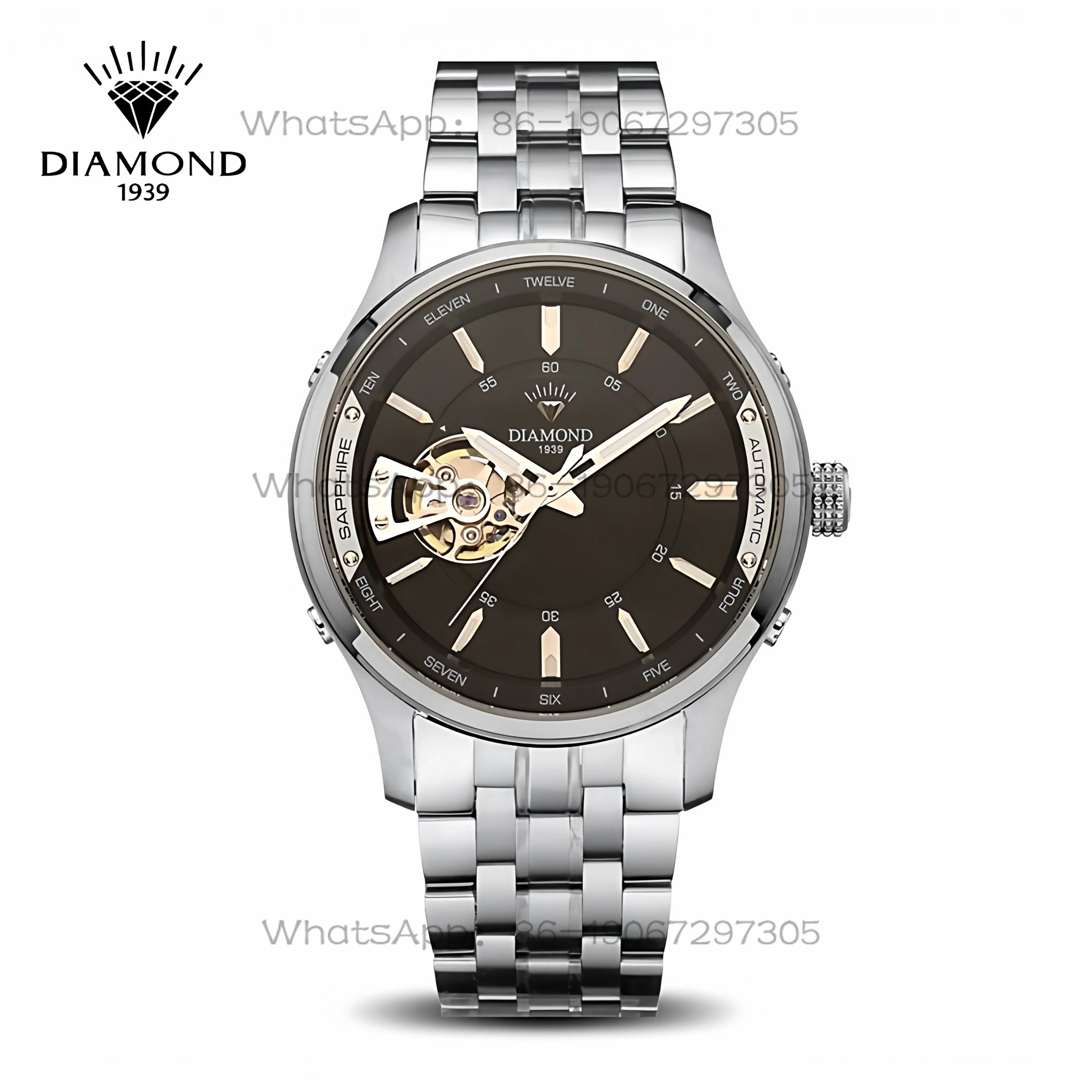 Фото Мужские часы Time Island Watch Store Shanghai Diamond, полностью автоматические, водонепроницаемые, модные, с полым циферблатом, оригинальные мужские часы №2