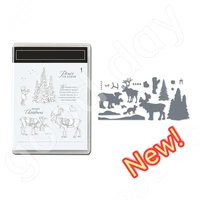 2022 christmas new arrival christmas tree and elk clear stamps or metal cutting dies sets for diy craft making card scrapbooking