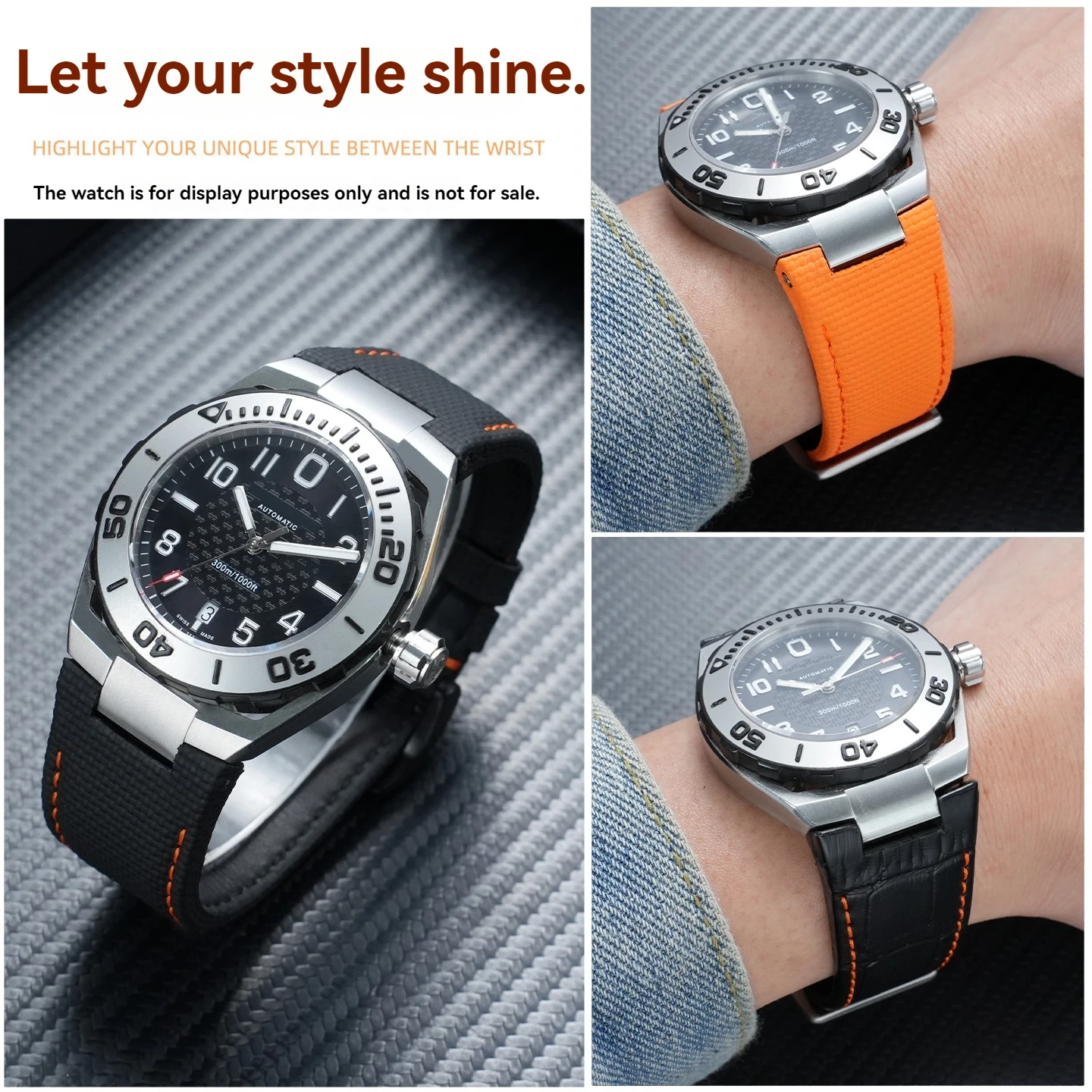 Фото Высококачественный ремешок для часов из фторкаучука, подходит для Hamilton Khaki Navy Devil Fish H78716983 H78615335, мужской кожаный ремешок для дайвинга. №3