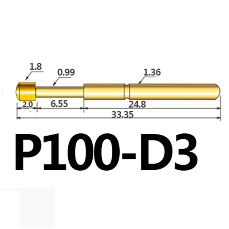 Пружинный тестовый штифт P100-D3 с большой круглой головкой зонд эжектора 1 8 мм для