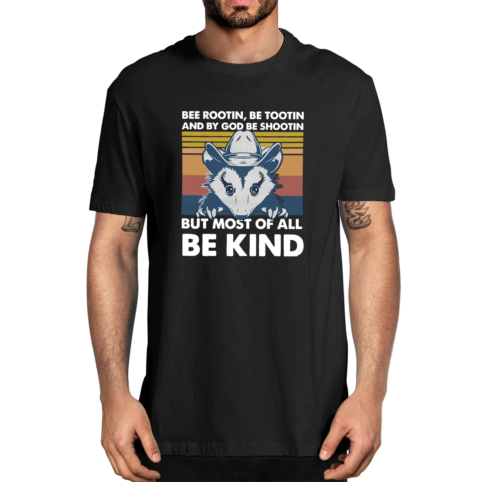 

Opossum Bee Rootin Be Tootin And By God Be Shootin But Most Of All Be Kind Inspired Funny Summer Men's 100% Cotton T-Shirt Tee