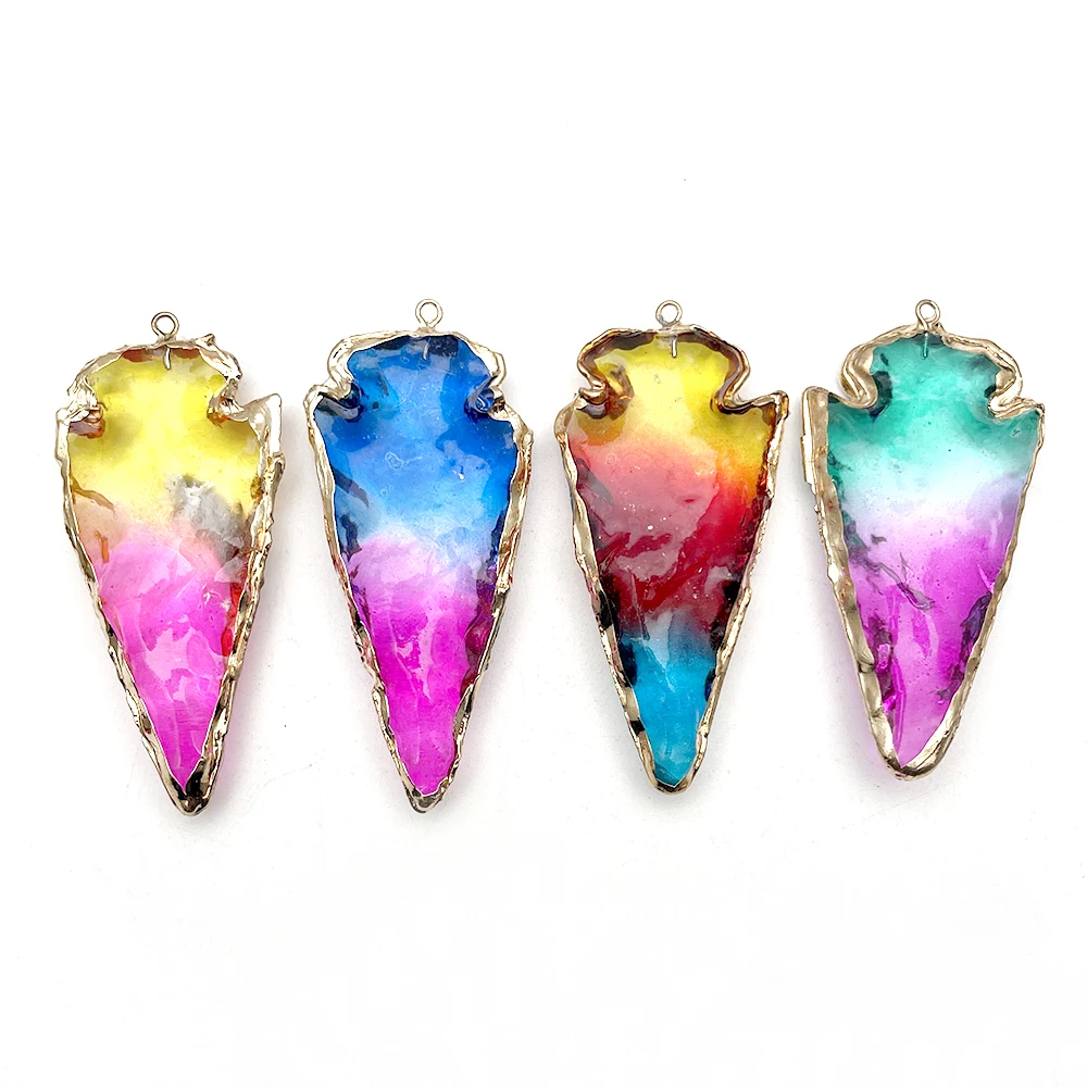 

Модное ожерелье с гальваническим покрытием с кристаллами и цветными стрелками, Подвески для изготовления ювелирных изделий, 4 шт., подвески, модные аксессуары, оптовая продажа