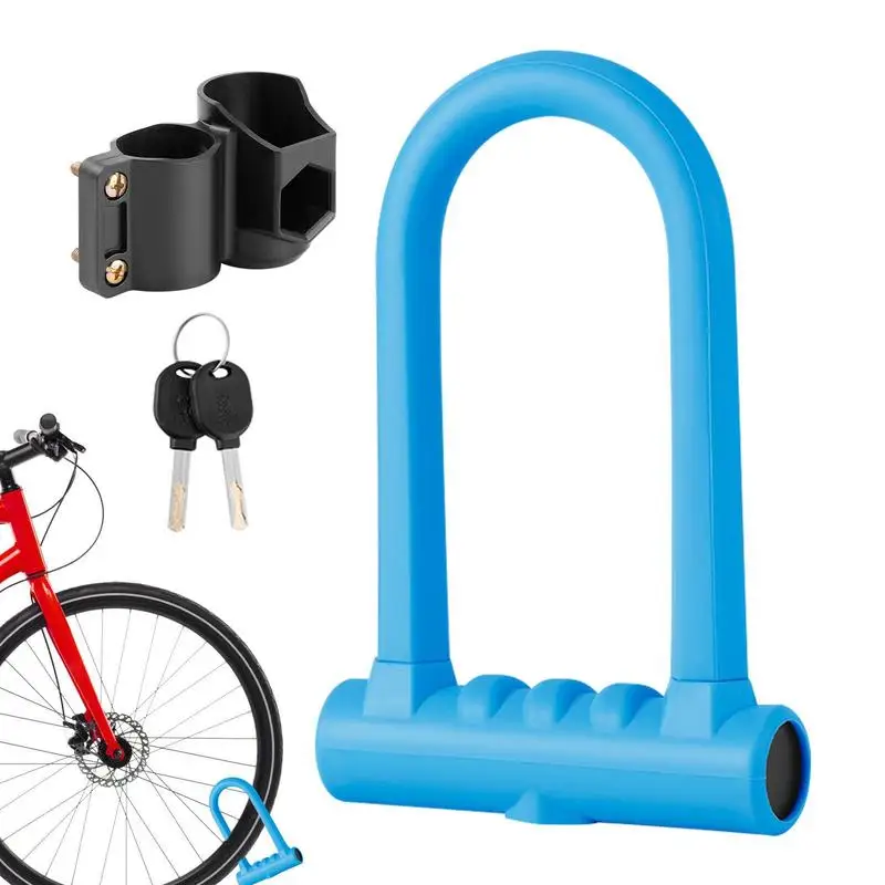 

U-образный замок для велосипеда, силиконовый сверхмощный велосипедный замок, Стальная скоба, Змеиный замок с двумя медными ключами