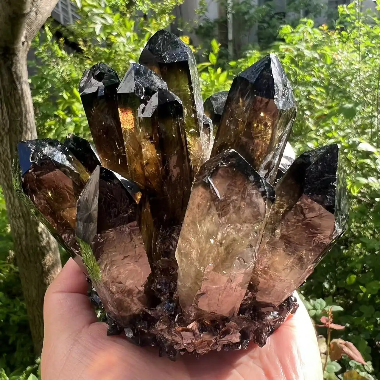 

Дымчатый черный кварц кластер 300-1000г