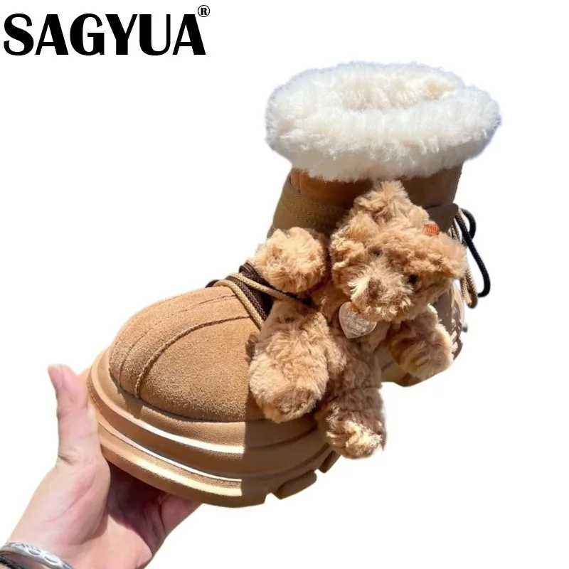 Fur Platform Ankle Women Snow Boots Brand Suede Warm Plush Cotton Shoes Casual Woman Winter Trend Fad Non Slip Botas Mujer