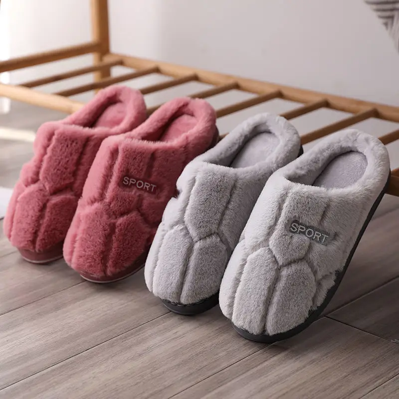 

Coslony Winter Mens Shoes Indoor Warm Plush Footwear Non-Slip Platform Slippers Home Slippers Household Cotton Slippers For Men