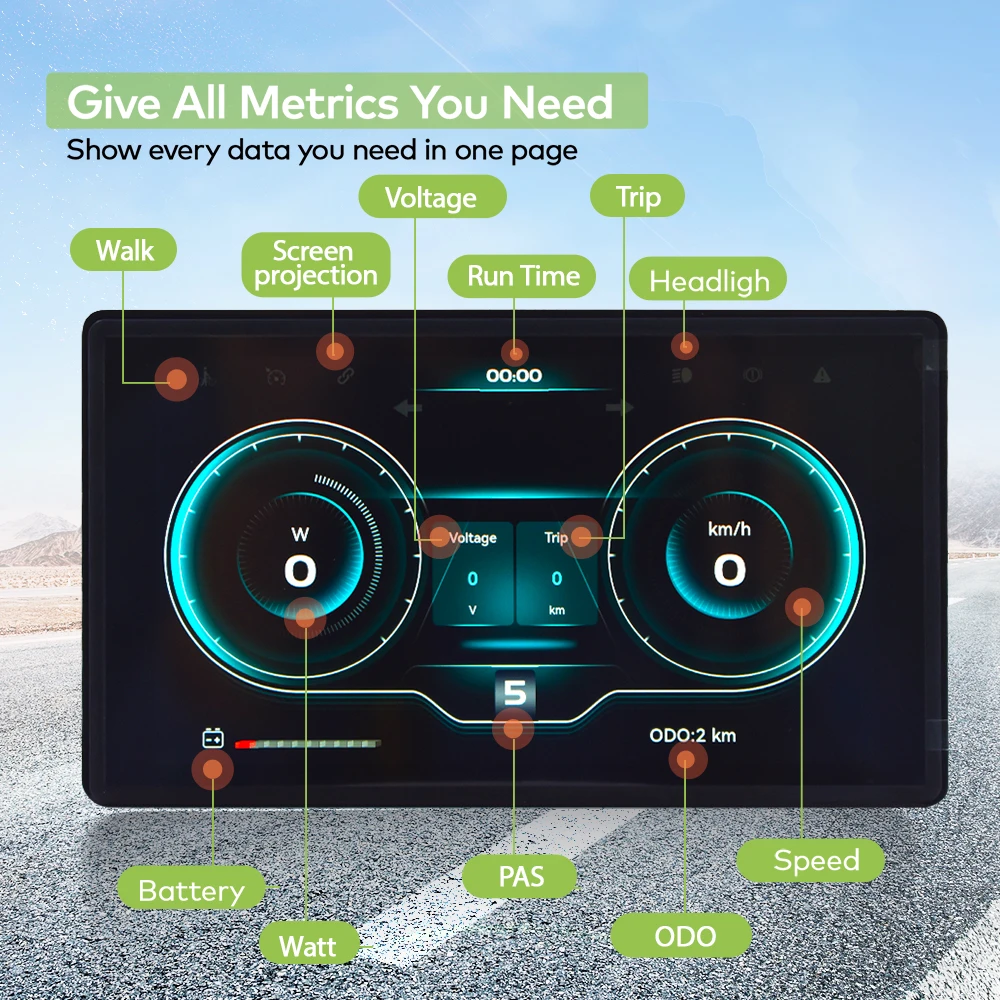 Фото H8 NEW【UART2】 Электрический велосипедный компьютер Экран проекционной навигации Цифровой секундомер Спидометр для Ebike Cyclling Odomete №5