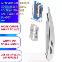 1pc stainless steel straight razor straight edge razors pro men folding shaving knife manual beard shaver barber shaver tool
