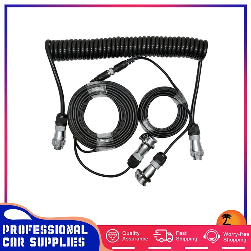 15m Reverse camera Trailer Cable Coil and 4PIN Connectors for Truck Trailer Caravan