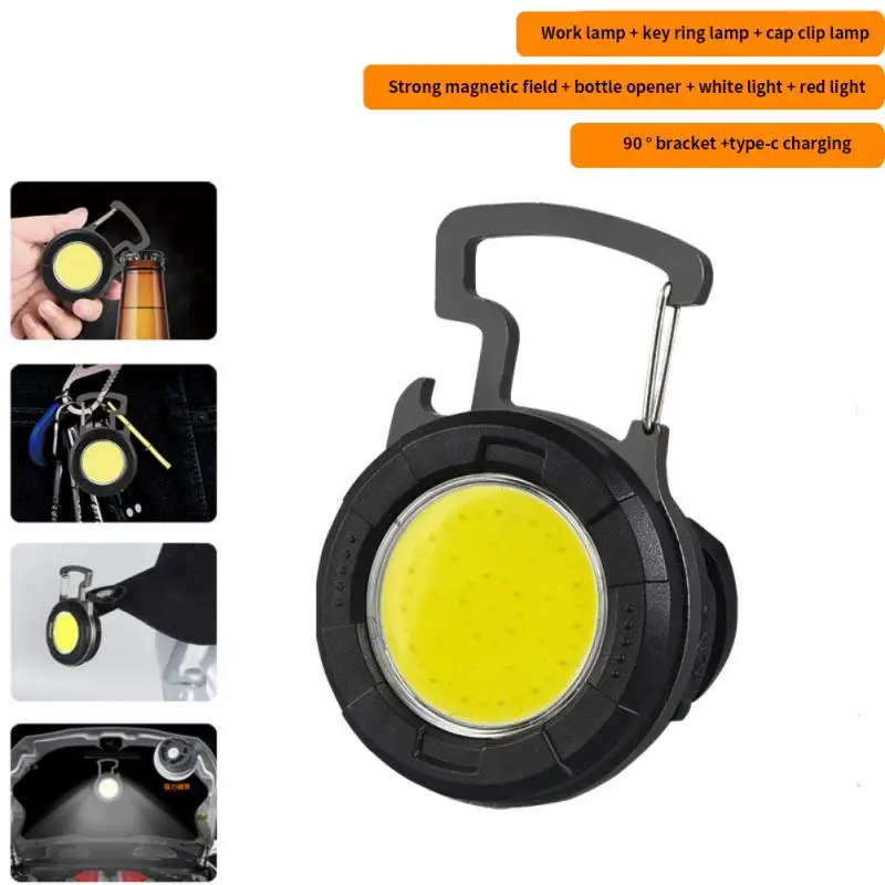 

180° Adjustable Bracket Cap Clip Light Type-c Direct Charging 650mah Camping Light Angle Adjustment LED Keychain Light COB