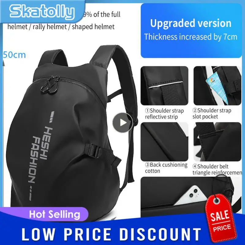 

Large Capacity Cycling Backpack Wear-resisting Motorcycle Helmet Bag Relaxed Breathable Pack-Printed Letters-Black Knight Bag
