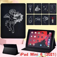 tablet case for apple ipad mini 6 2021 anti scratch fashion simple style anime print leather stand cover cases