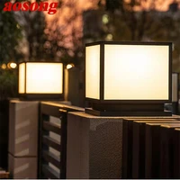 aosong outdoor solar vintage post lamp simple square pillar light waterproof modern led for home villa garden patio decor