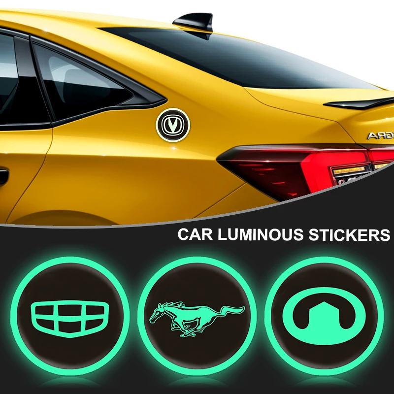 

1pcs 3D Round Rainproof Glow Luminous Car Stickers for Renault Clio 2 3 4 Megane 2 3 4 Trafic Captur Sports Fluence Accessories