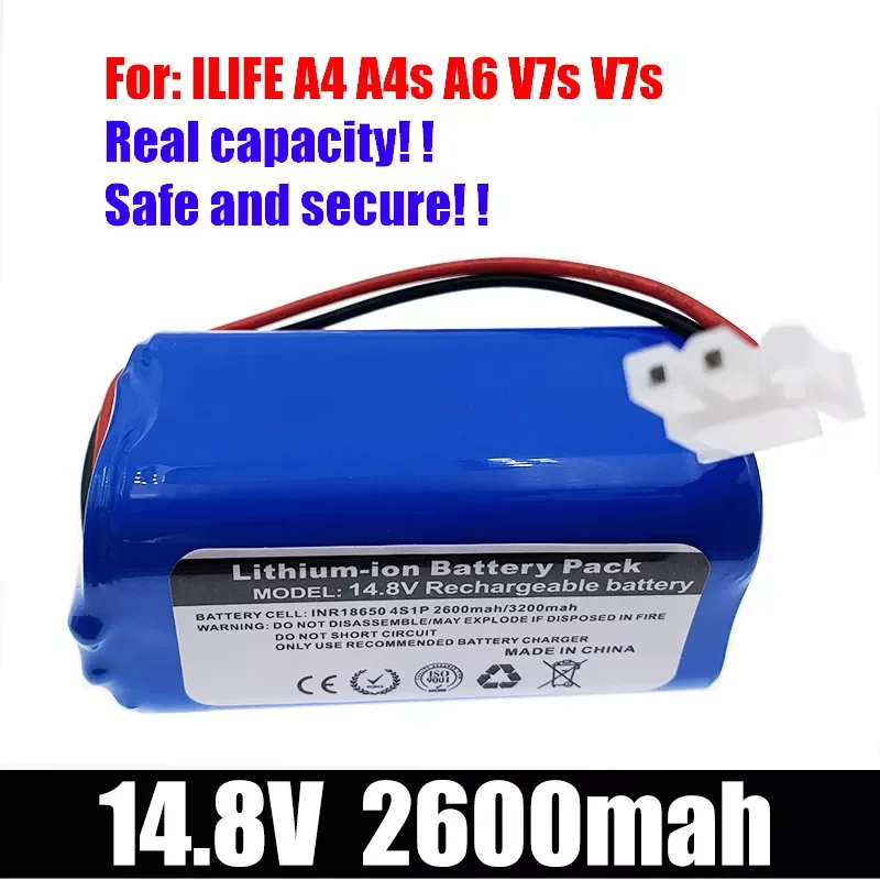 

2023New NEW/14.8V 2600mah 14.4V 3200Mah Lithium Battery For ILIFE A4 A4s V7 A6 V7s Plus Robot Vacuum Cleaner ILife 4S 1P Full Ca