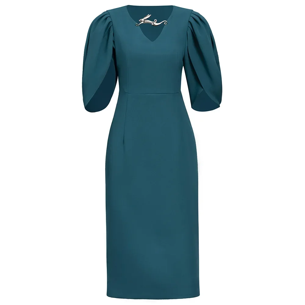 Элегантная облегающая юбка с пышными рукавами и v-образным вырезом на талии новое