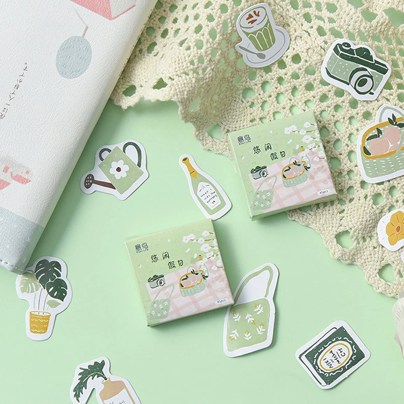 

45Pcs/Box holiday Cute Stickers Stationery Scrapbooking Diary DIY Supplies