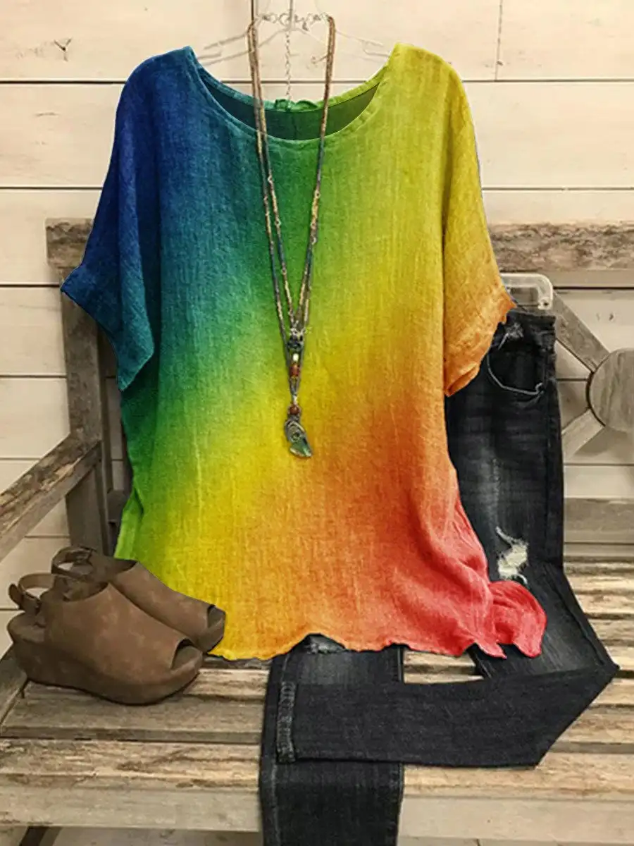 

Женский Повседневный Топ радужной расцветки