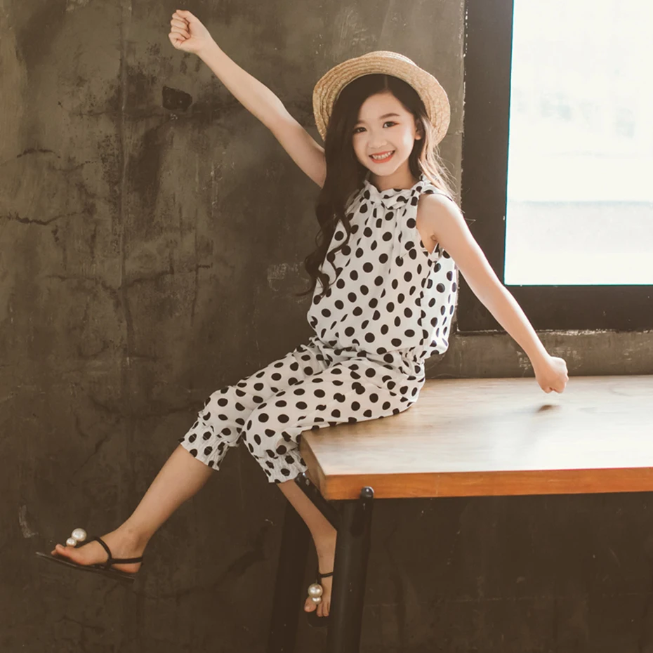 Kids Summer Clothes Girls Dot  Girls Outfits Vest + Short Outfits For Girls Teenage Children's Costume 5 6 7 8 9 10 11 12 Years