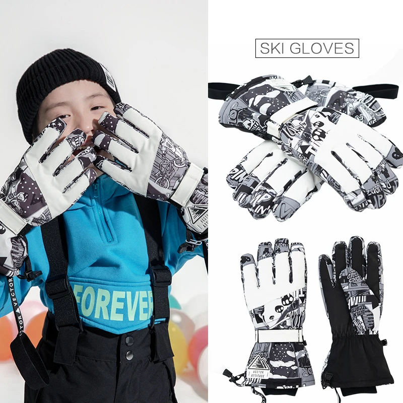 

2022 Warm Snowboard Girl Mittens Winter Waterpoof Boys Ski Gloves Sport Children Glove Heated Outdoor Kids Mountain Cltohes