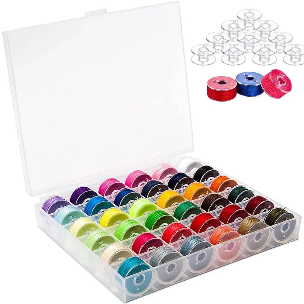 

25Pcs Bobbins Clear Sewing Machine Bobbins Spools Empty Bobbins Spools Plastic Storage Box For Home Sewing Accessories Tools