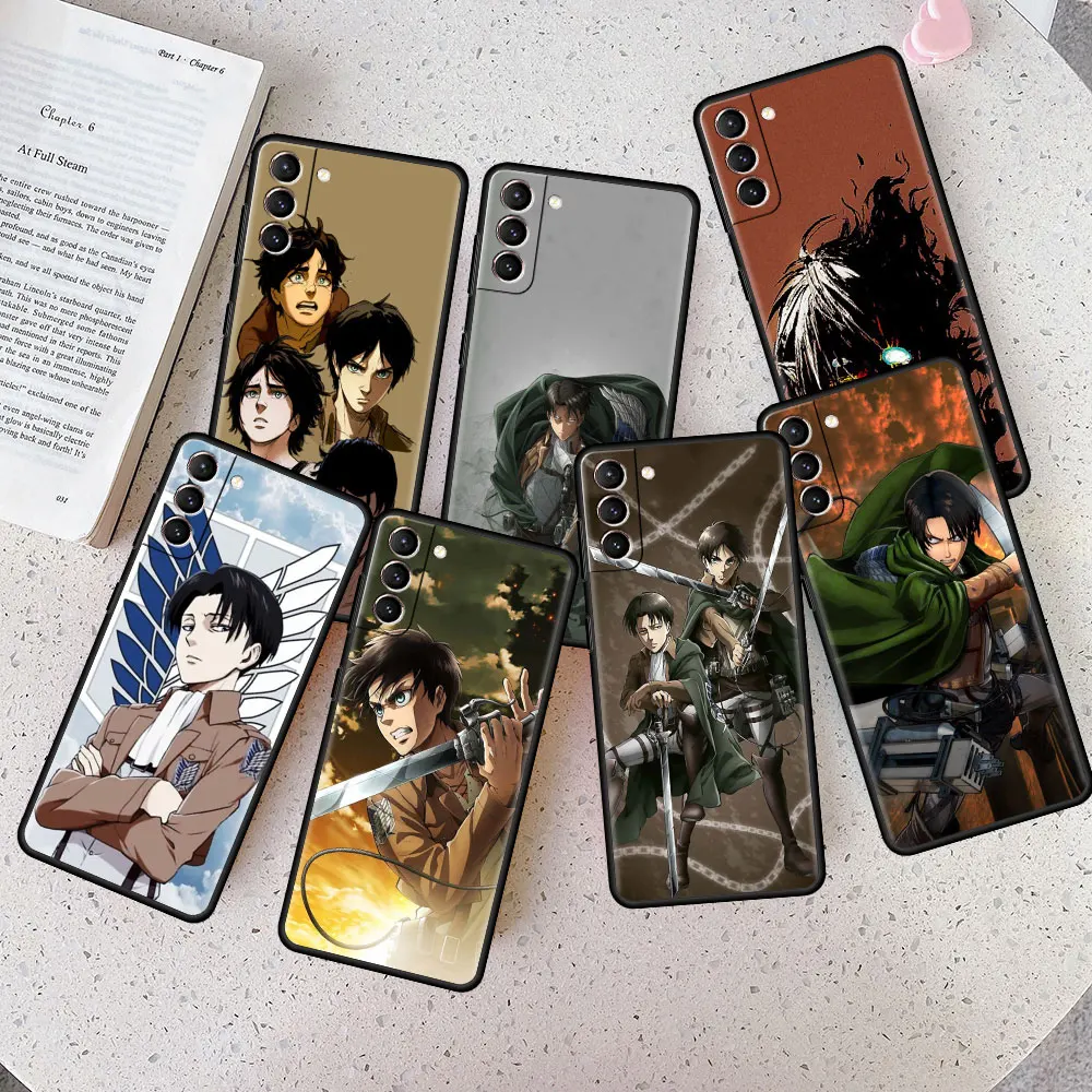 

Cute Anime Attack On Titan TPU Phone Case Coque for Samsung Galaxy S21 S22 Ultra S9 S20 FE S10 S22 Plus S21 FE 4G S8 Black
