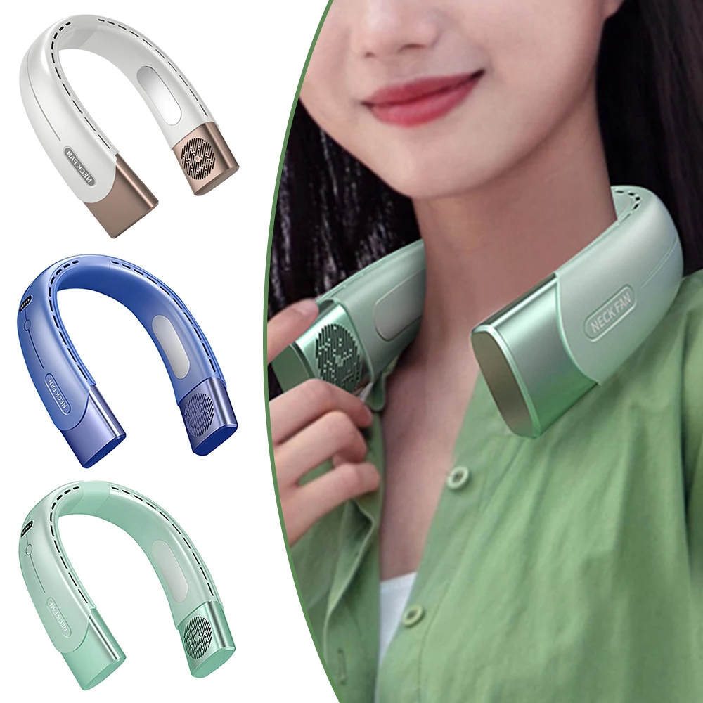 

Bladeless Hands-free Neck Fan 3000mAh Portable Lazy Neck Cooler Fan 5-speed Mute Rechargeable for Home School Office