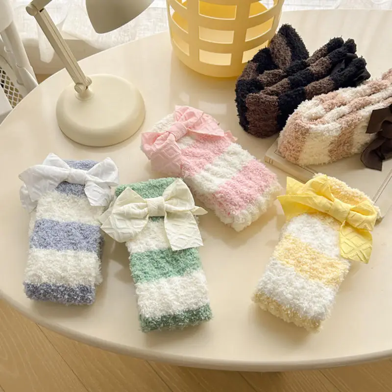 Женские зимние теплые нечеткие лыжные носки толстые термомягкие пушистые милые