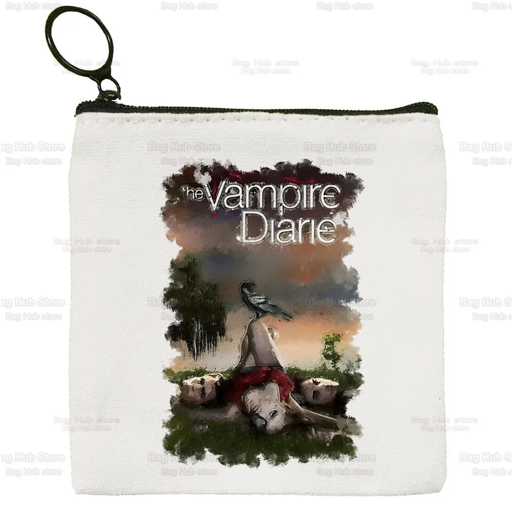 The Vampire Diaries Coin Purse Female Mini Canvas Art Elena Katherine Cute Key Case Vintage Gilbert Coin Purse Student Wallet