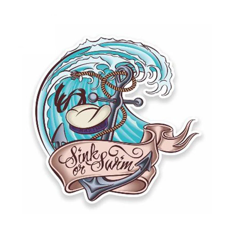

Sea Wave Anchor Pattern Personalized Car Sticker PVC Body Exterior Accessories Motorcycle Laptop Decoration Exquisite Auto Decal