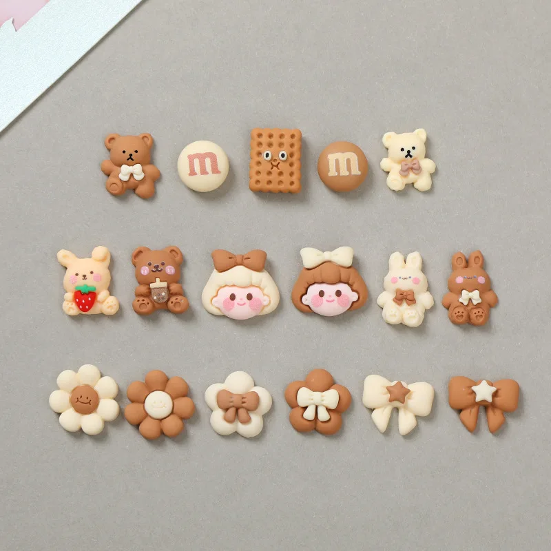 

10/25pcs Bear biscuits Shoe Charms Decoration Buckle Carton Acrylic Decoration for Shoe DIY Combiation Pin for Croc Wholesale