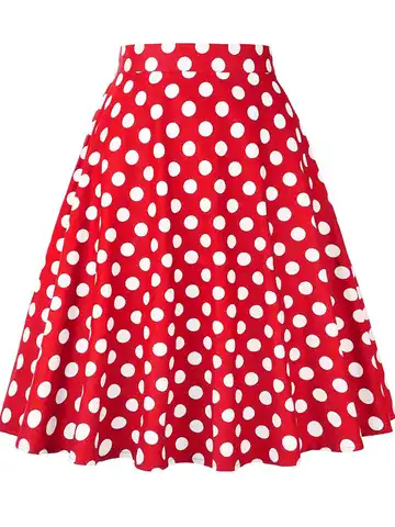 2023 Summer Midi Skirt Runway Vintage Rockabilly Sundress Red Womens Sexy Pinup 50S Cotton Polka Dot Pattern Skater Streetwear