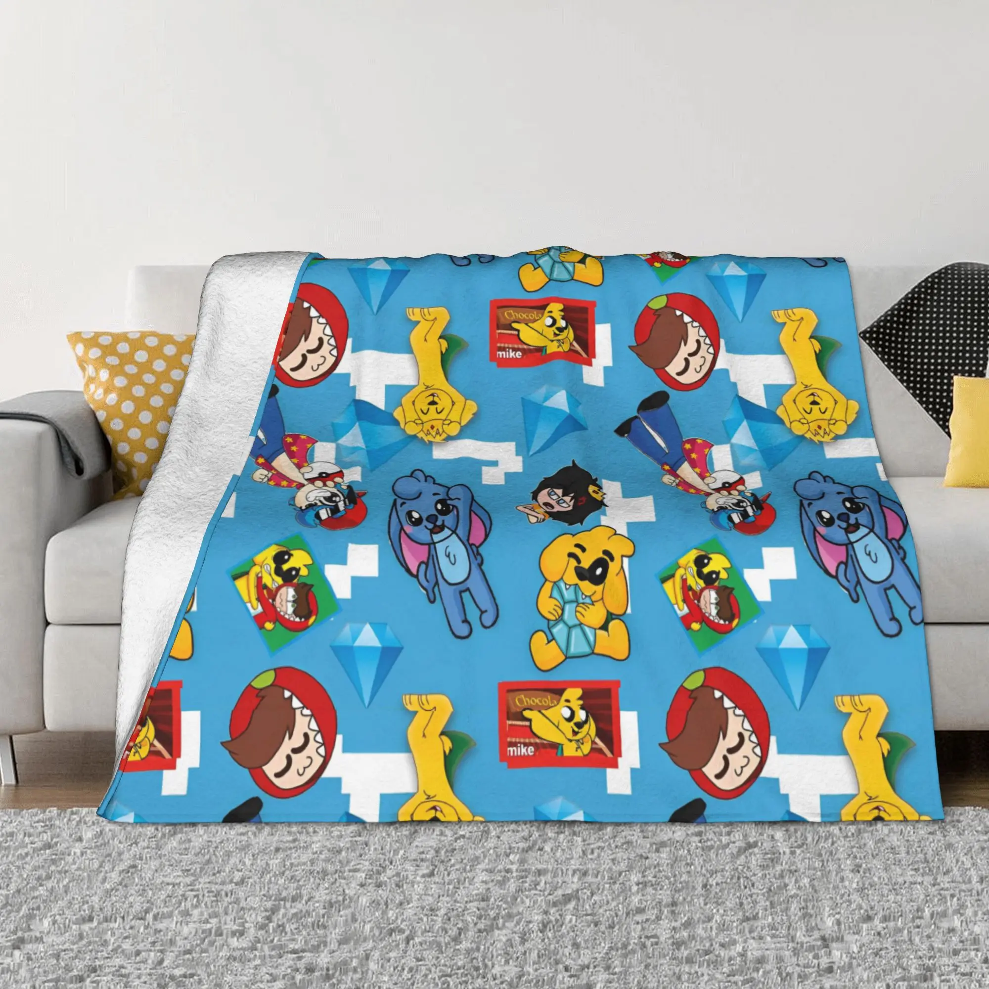 Mikecracks Game Blanket Velvet Cartoon Soft Throw for Airplane Travel Bedspread
