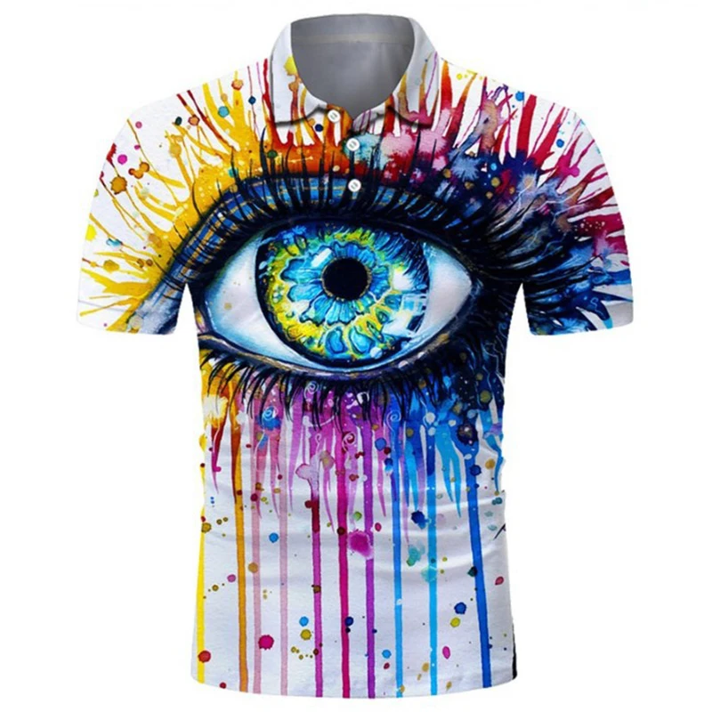 

Мужская Повседневная рубашка-поло с коротким рукавом и 3D-принтом