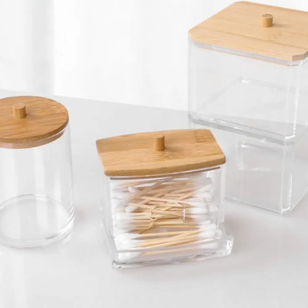 

Practical Floss Container Space-saving Compact Makeup Cotton Swab Jar Bathroom Storage Box Sturdy Cotton Swab Case for Desktop