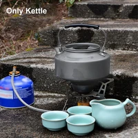 1 1l outdoor camping kettle aluminum portable tea pot travel pan teapot coffee tableware cookware for hiking camping cooking