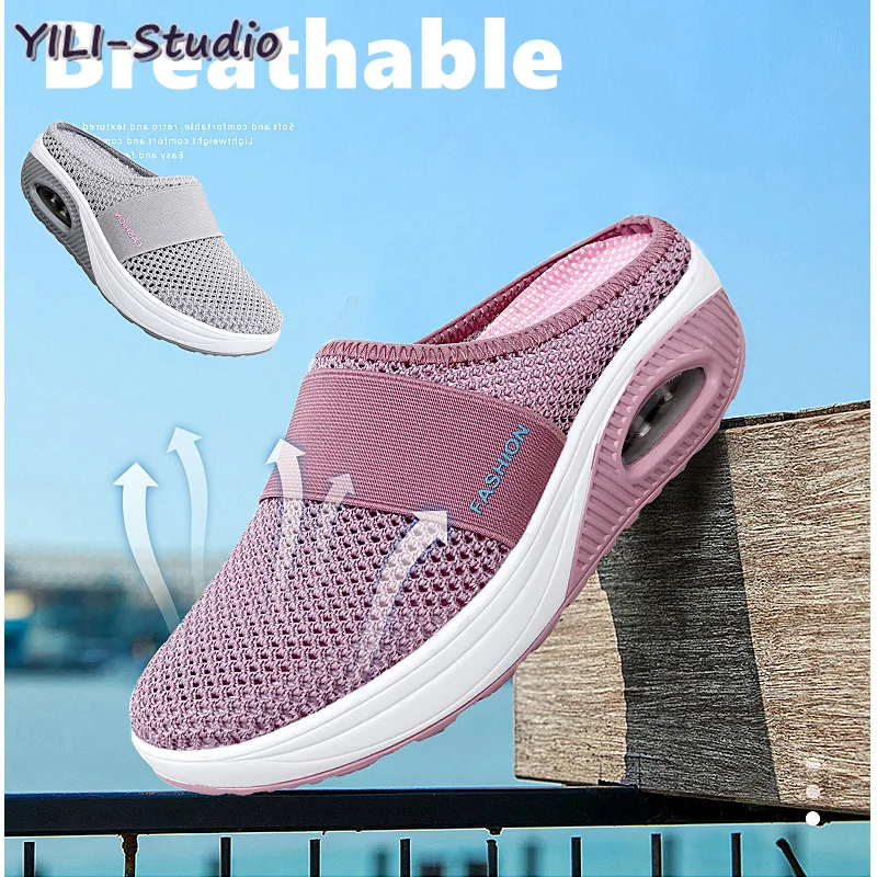 

Women Shoes Mesh Sandals Women Head Semi-Slipper Outdoor Breathable Light Walking Platform Shoes Slides Zapatos De Mujer