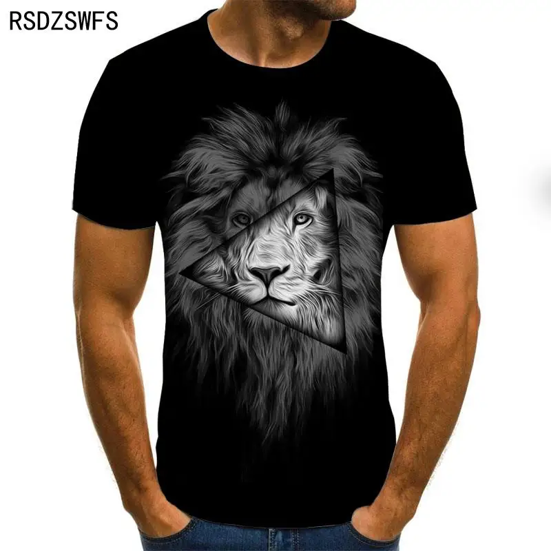 

3D Men's Short Sleeve Lion Print Men's T-Shirt Breathable Street Homestay Street Hip Hop Casual Top