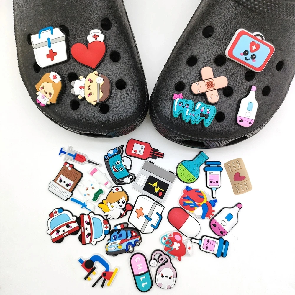 Hot Sale 21Pcs/Set Anime Medical Care Tools Shoes Charms Cute Pills/Bandage Diy Shoe Accessories Kids Gifts Jibz