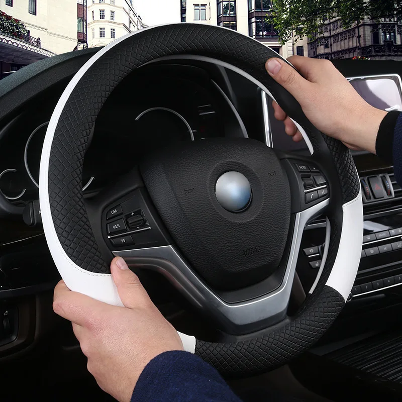 

Leather Car Steering-wheel Cover 37CM-38CM Car-styling Interior Accessories Sport Auto Steering Wheel Covers Anti-Slip Universal