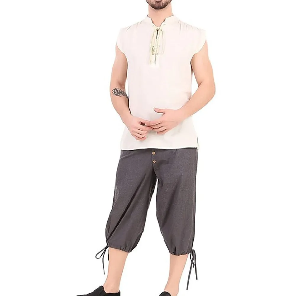 Мужские пиратские брюки шорты на шнуровке в средневековом стиле