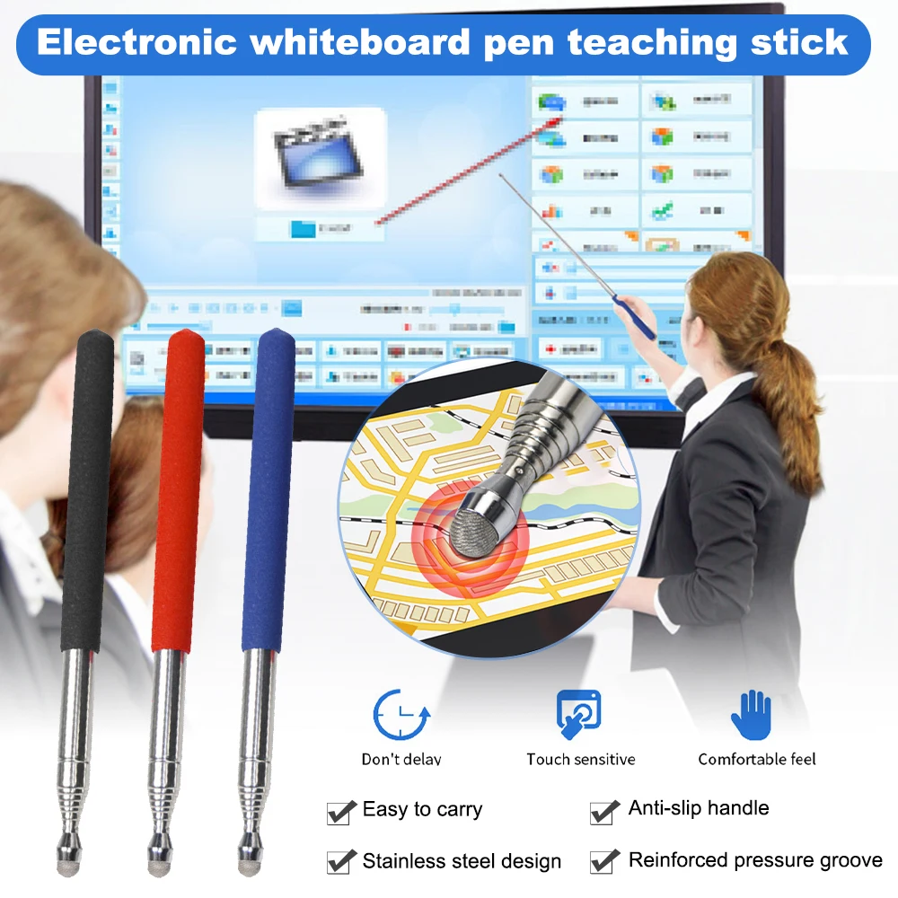

1 Meter Stainless Steel Telescopic Teacher Whiteboard Instruction Pointer Professional Touch Whiteboard Pen High Quality Felt