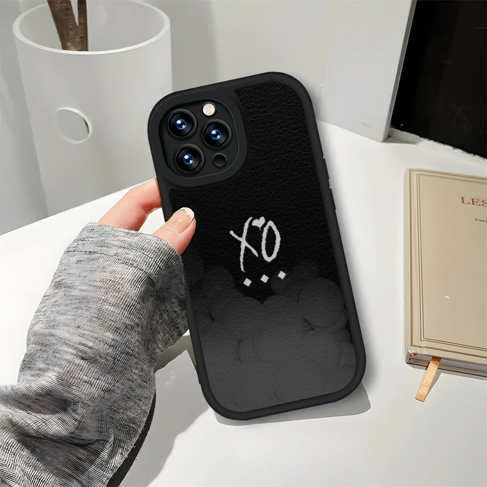 Кожаный черный чехол для телефона The Weeknd XO IPhone 13 16 Pro Max 12 15 11 14 Mini Plus мягкий