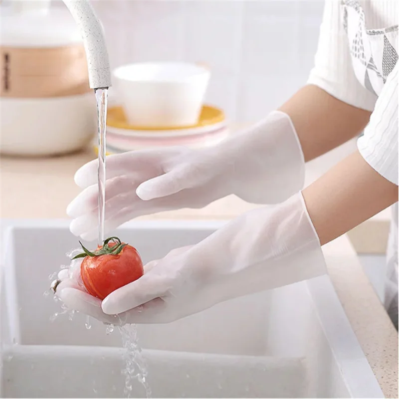 

1 Pair Waterproof Rubber Latex Dishwashing Gloves Kitchen Accessories Durable Cleaning Housework Chores Fruits Vegetables Tools