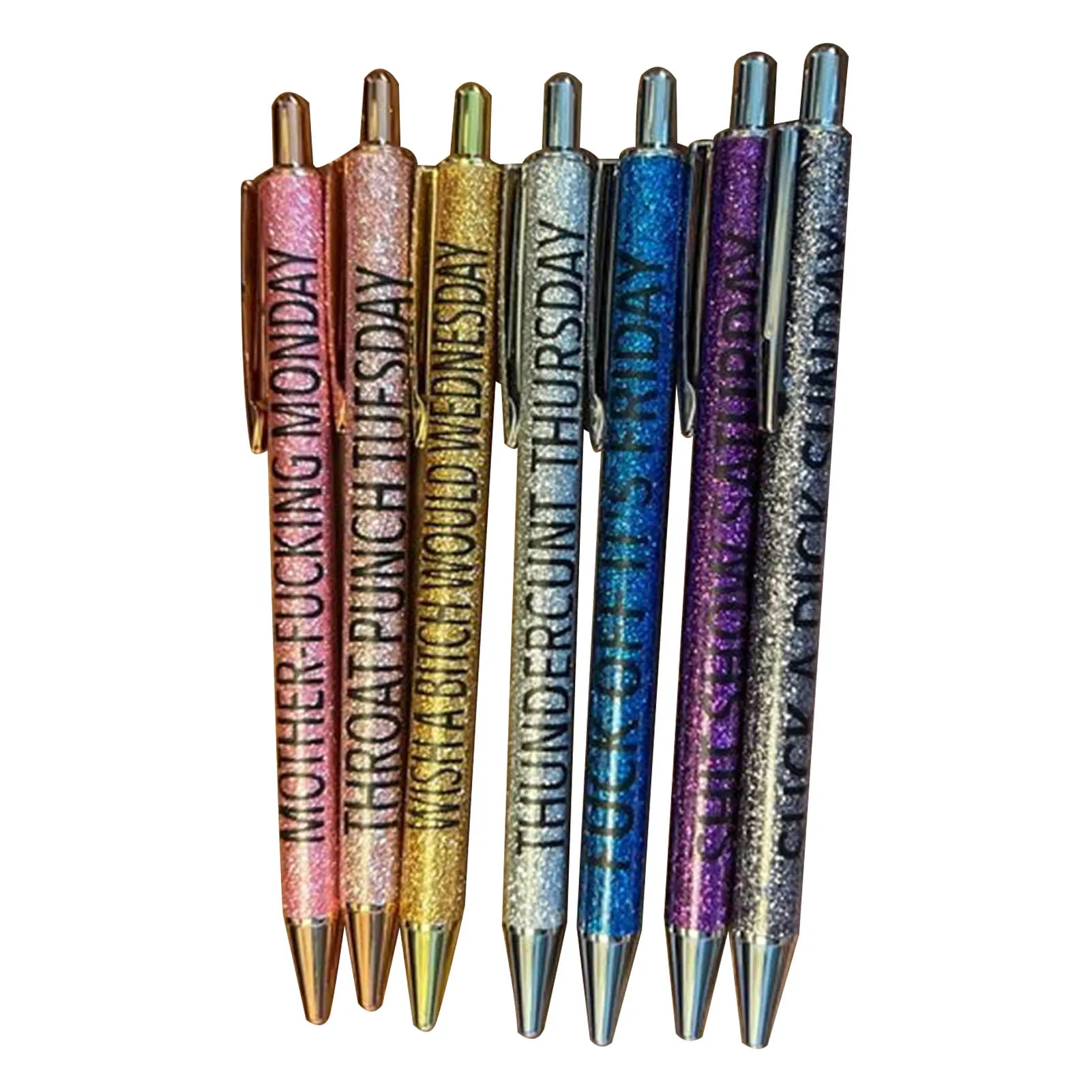 

Оригинальные ручки для записей, 7 шт., блестящие ручки, набор дней недели, забавные офисные подарки