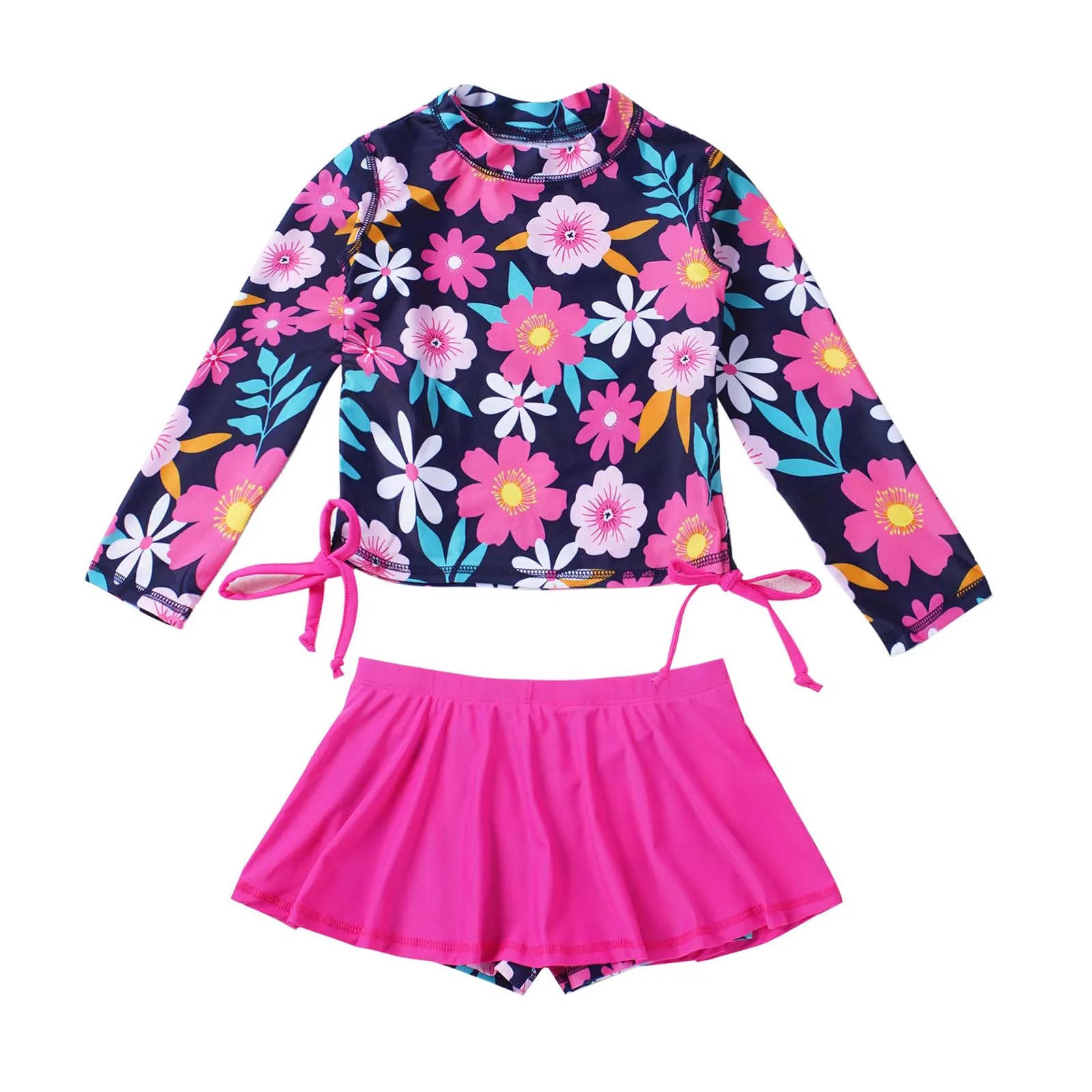 Купальник для девочек летний купальник с длинным рукавом защита от солнца От 4 до