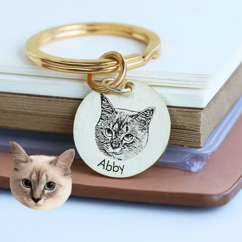 

20mm Round Photo Keychain Pet Picture Custom Keychain Dog Picture Keychain Cat Photo Keyring Portrait Keychain Memorial Keychain