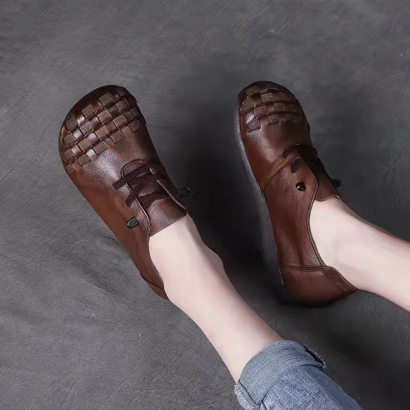 Модель 2022 года этническая Осенняя женская обувь из натуральной кожи 2 см |