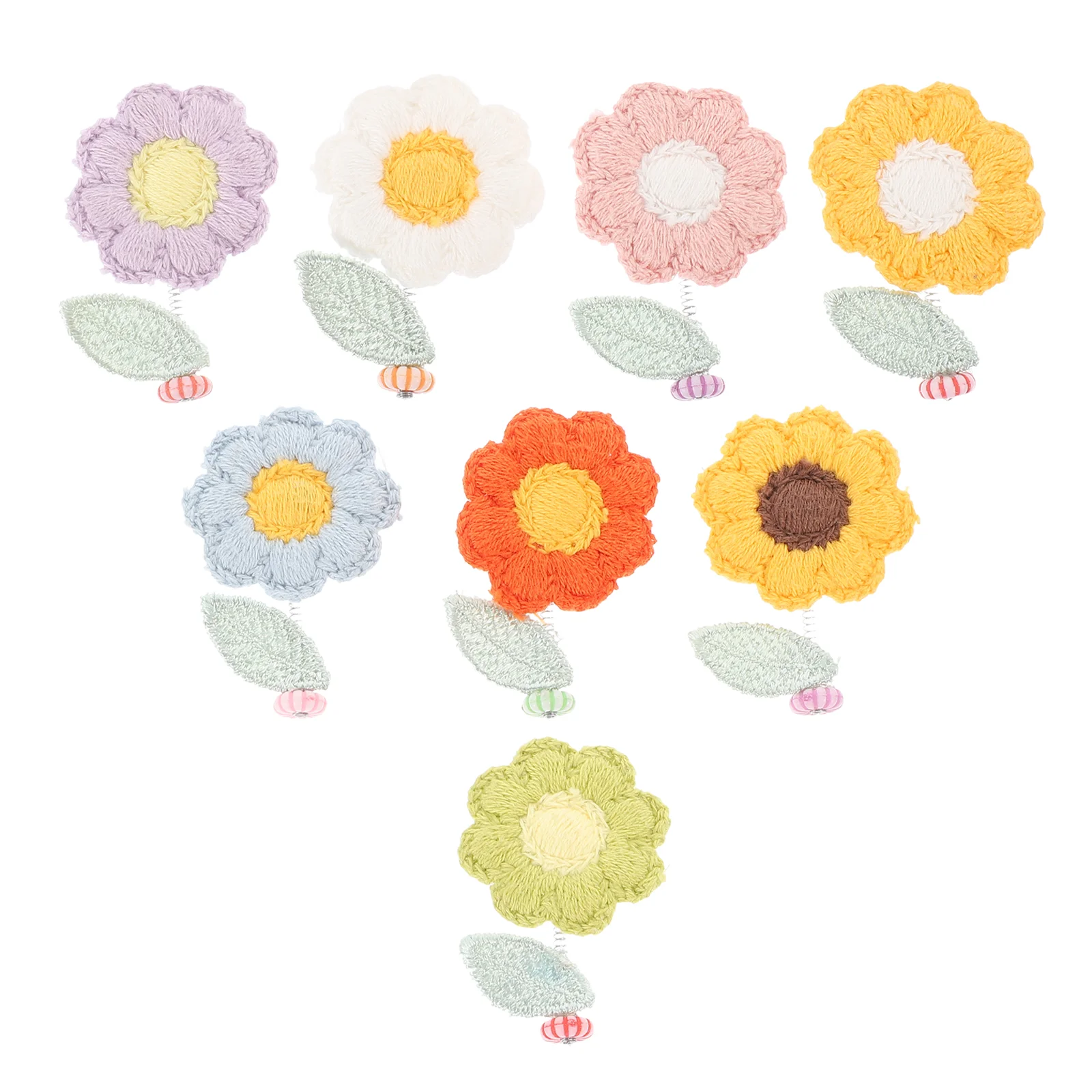 

8pcs Knitted Flower Adornments Coil Spring Shaking Head Flower for Car Home Desk